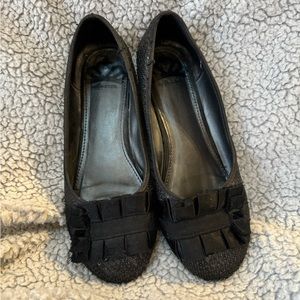Sequin design flats with ribbons